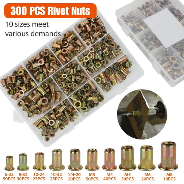 M4 M5 M6 M8 Metric Threaded Insert Riv Nuts Large Flanged Head Zinc Plated